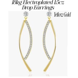 18kg Electroplated Cubic Zirconia Drop Drop Earrings. In Yellow Or Rose …